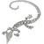 WF Silver Crystal Gecko Lizard Cuff Earring Single Clip Stud Earring Jewelry