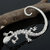 WF Silver Crystal Gecko Lizard Cuff Earring Single Clip Stud Earring Jewelry