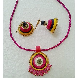 Paper Quilling Necklace And Earrings