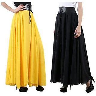 long black yellow skirt