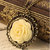 WF Cute Yellow Rose Retro Color Block Drill Hollowing Pendant Necklace