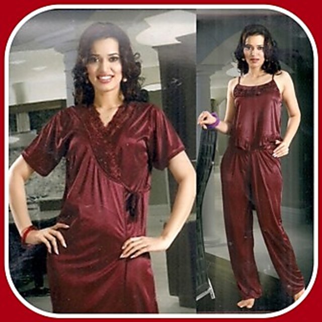 Designer satin honeymoon nightwear with laces new arrivals