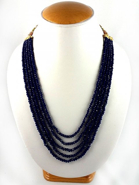 Gemstone Party Wear Natural Blue Sapphire Beads Necklace, Shape: Rondelle,  Size: 4-5 mm at Rs 200/carat in Jaipur