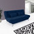 Fabhomedecor - Alifa Wooden Frame Sofa Cum Bed With Fabric Upolstry And Metal Legs - Dark Blue