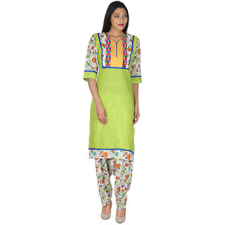 Mayrah Fashion Womens Cotton Stitched Green Salwar Suit