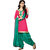 Jiya Presents Cotton Patiyala Dress Material(Pink,Rama Green) BTHNYRB33006