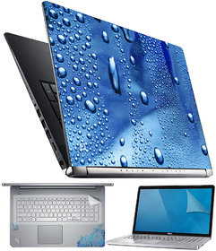 FineArts Water Drop Blue 4 in 1 Laptop Skin Pack with Screen Guard, Key Protector and Palmrest Skin