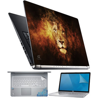 FineArts Lion Face Effect 4 in 1 Laptop Skin Pack with Screen Guard Key Protector and Palmrest Skin