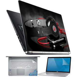 FineArts Headphone With Mobile 4 in 1 Laptop Skin Pack with Screen Guard, Key Protector and Palmrest Skin