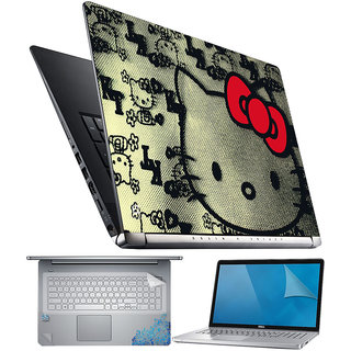 FineArts Hello Kitty 4 in 1 Laptop Skin Pack with Screen Guard, Key Protector and Palmrest Skin