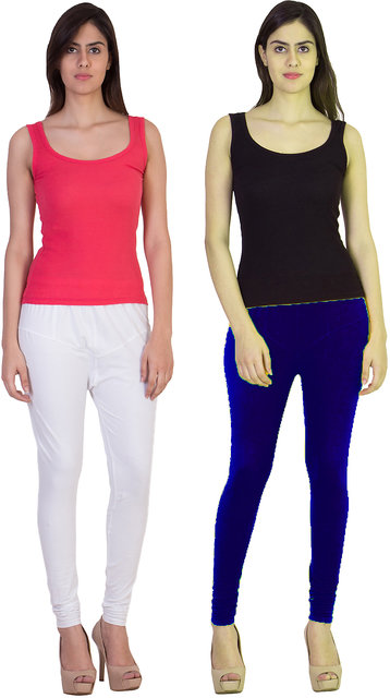 Buy FabeyoCotton Lycra Ruby Style V-Cut with Dori Churidar Leggings for  Women's Free Size (Pack of 2) Online at desertcartINDIA