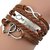 GirlZ! One Direction Infinity Leather Multilayer double heart bracelet  Brown