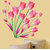 Newway floral pink tulips bouquet pvc wall sticker (7509)