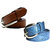 Wholesome Deal womens blue and brown colour non Leatherite pin buckle belt with 1 inches (Pack of Two)