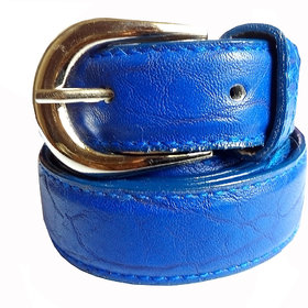 Wholesome Deal womens royal blue colour non Leatherite pin buckle belt with 1 inches
