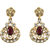Donna Fashion Red Floral Decal Gold Plated Dangler Earrings with Crystals for Women ER30099G