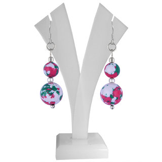                      Pearlz Ocean 2.5 Inch Dyed Howlite Round Multi- Colored Dangle Earrings                                              