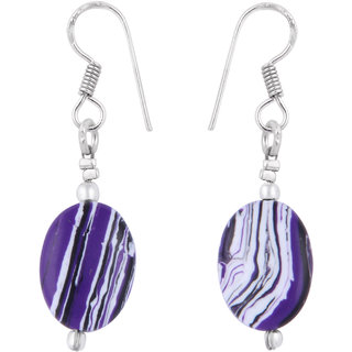                       Pearlz Ocean 2.5 Inch Dyed Howlite Purple Oval Shaped Dangle Earrings                                              