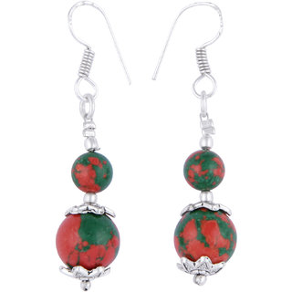                       Pearlz Ocean 2.5 Inch Dyed Howlite Multi- Color Round Shaped Dangle Earring                                              