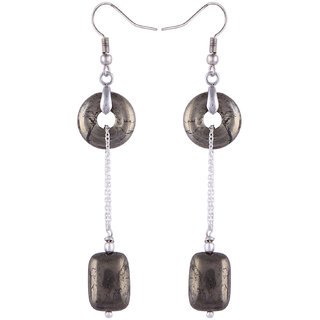                       Pearlz Ocean Cleo 2.5 Inch Pyrite Beads Dangle Earrings                                              