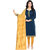 Khoobee Chanderi Dress Material (Dark Blue, Yellow)