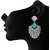 Donna Fashion Blue Oval Rhodium Plated Dangler Earrings with Crystals for Women ER30079R