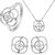 Mahi Combo of CZ Flower Four Petal Rhodium Plated Pendant Set and Ring for Women CO1104474R