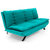 Fabhomedecor - Brio Wooden Frame Sofa Cum Bed With Fabric Upolstry And Metal Legs - Aqua Blue