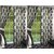 K Decor White,Green Polyester Door Eyelet Stitch Curtain Feet (Combo Of 4)