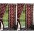 K Decor White,Red Polyester Door Eyelet Stitch Curtain Feet (Combo Of 4)