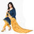 Khoobee Chanderi Dress Material (Dark Blue, Yellow)