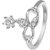 Mahi Combo of CZ Floral Leaf Twist Rhodium Plated Pendant Set and Ring for Women CO1104472R12