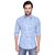 SBA Light Blue Mens Checkered Casual Shirt