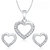 Meenaz Pendants Set Jewellery With Chain In American Diamond White Plated Cz Pendant  Locket Sets For Gifts Pt139