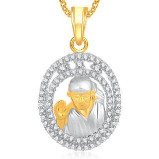 Sai Baba God Pendant With Chain Lockets For Men And Women Gold Plated In American Diamond Cz GP311