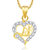Meenaz Heart Pendants For Women Girls With Chain Gold Plated In American Diamond Love Valentine Gifts PS430