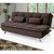 Fabhomedecor - Ariana Wooden Frame Sofa Cum Bed With Fabric Upolstry And Metal Legs - Dark Coffee