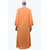 Rumourss A-Line Orange Cotton Plain Long Slim Fit Kurtas For Women