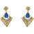 Donna Fashion Blue Square Triangle Gold Plated Dangler Earrings with Crystals for Women ER30075G