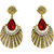 Donna Fashion Red Drop Round Gold Plated Dangler Earrings with Crystals for Women ER30076G