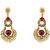 Donna Fashion Pink Twin Circles Gold Plated Dangler Earrings with Crystals for Women ER30087G
