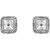 Donna Fashion White Square Stud Rhodium Plated Earrings with Crystals for Women ER30094R