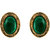 Donna Fashion Green Oval Stud Gold Plated Earrings with Crystals for Women ER30096G