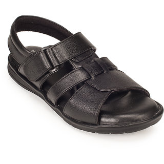 Buy Khadims Mens British Walkers Black Leather Sandal Online 1999 from ShopClues