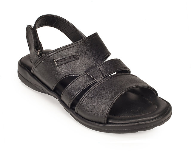 Khadims Mens Black Faux Leather Slip-On Sandal - 8 : Amazon.in: Fashion