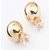 Metallic Gold Large Double Side Diamond Stud Round Earrings- 1 Qty
