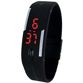 Fashion Sport Black LED Watches Adjustable Silicone Strap Digital Watches