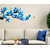 Vinyl Floral Branch With Artistic Flowers In Blue Home Decoration Wall Sticker