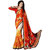 Aashish Fabrics Orange Chiffon, Georgette Floral Print Saree With Blouse