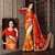 Aashish Fabrics Orange Chiffon, Georgette Floral Print Saree With Blouse